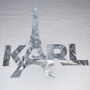 Karl Lagerfeld Paris Silver Eiffel Tower Tee Shirt